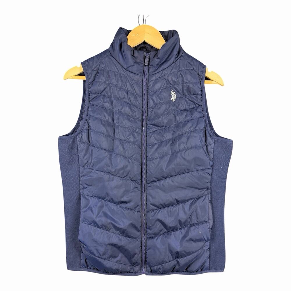 U.S. Polo Assn Quilted Puffer Vest Navy Blue Full Zip Women’s Small